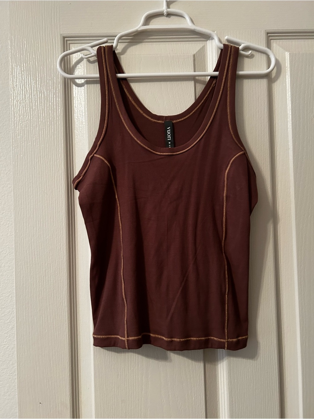 Vuori Brown Tank Top with Contrast Stitching